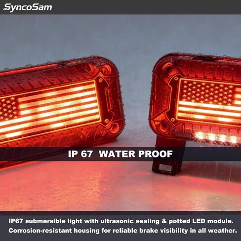 مصابيح LED RV CamperLights مستطيلة الشكل، 57 مصباح LED توقف أضواء الذيل مع ضوء لوحة ترخيص أبيض، سطح محكم الغلق مقاوم للماء، تيار مستمر 12 فولت (عدسة مدخنة _ LED أحمر) in Kuwait