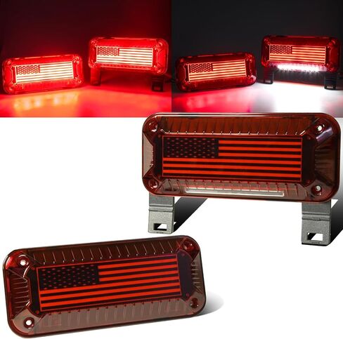 مصابيح LED RV CamperLights مستطيلة الشكل، 57 مصباح LED توقف أضواء الذيل مع ضوء لوحة ترخيص أبيض، سطح محكم الغلق مقاوم للماء، تيار مستمر 12 فولت (عدسة مدخنة _ LED أحمر) in Kuwait