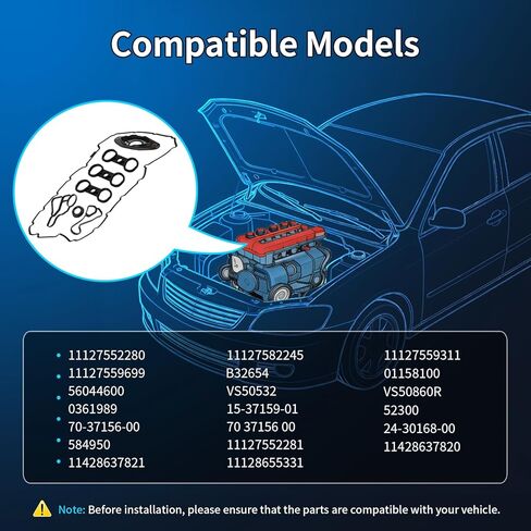 11127552280 مجموعة حشية غطاء صمام المحرك تناسب 2007-2013 BMW 128i 328i 528i X3 X5 Z4، 3.0L، مجموعة حشية غطاء الصمام استبدال 11127582245 11127559311 11127559699 11127552280 VS50532 VS50860R in Kuwait