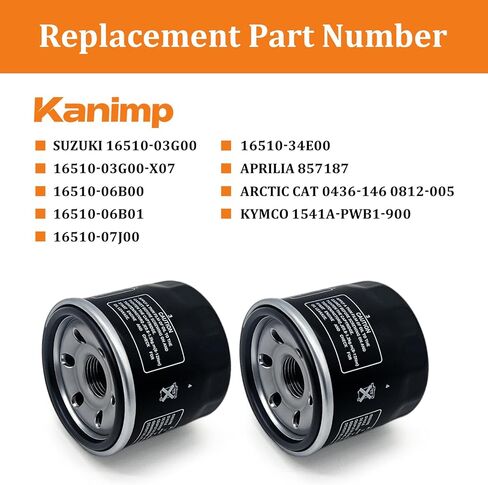 فلتر زيت HF138 للاستبدال لسوزوكي 16510-07J00 16510-03G00 16510-03G00-X07 16510-06B00 16510-06B01 16510-07J00 16510-34E00 Aprilia 857187 (2 قطعة) in Kuwait