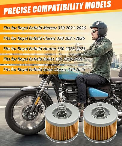 فلتر زيت المحرك 1570120 يناسب Royal Enfield Meteor 350 Classic 350 Hunter 350 Bullet 350 Goan Classic 350,2-pack in Kuwait