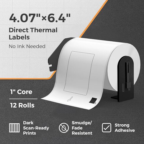 TgSmder-12 Rolls-Compatible with Brother DK-1247 Die-Cut Shipping Labels, 4.07" x 6.4" (103 mm x 164 mm), 1 Detachable Frame, 180 Labels/Roll (2160 Labels), fit for QL 1110NWB, QL 1100 in Saudi Arabia