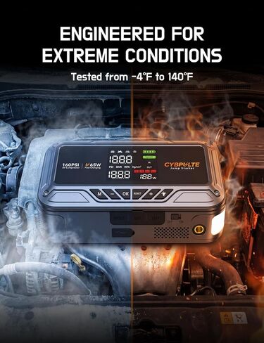 Jump Starter with Air Compressor, 8000A 160 PSI Portable Car Battery Jump Starter with LCD Display, 65W USB-C Fast Charging, All-in-One Emergency Jump Box for All Gas 14L Diesel in Kuwait