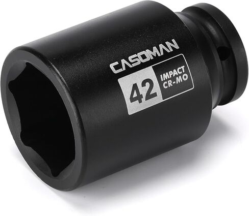 مقبس صدمات قياسي CASOMAN 3/4 بوصة Drive 6PT - 46 مم، ضحل، متري، CR-MO، مقبس صامولة محور 6 نقاط لسهولة إزالة صواميل عمود المحور (46 مم) in Kuwait