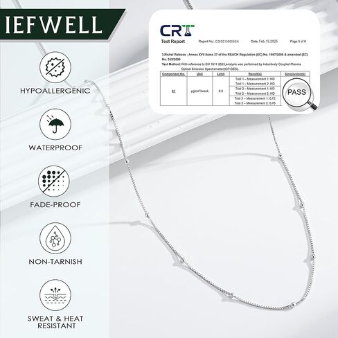 IEFWELL S925 قلادة سلسلة من الفضة الاسترليني للنساء - 1.2 مم صندوق خرز قمر صناعي قلادة سلاسل، قلادات سلسلة فضية متينة للنساء لا تسبب الحساسية، هدايا مجوهرات 16/18/20/22 بوصة in Saudi Arabia