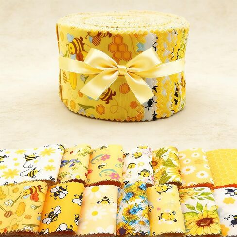 42 Pcs Cotton Fabric Strips, 2.5 x 20 Inches Precut Patchwork Fabric, DIY Making Supplies, for Sewing, Crafting, DIY Projects (Little Bee Pattern) in Kuwait