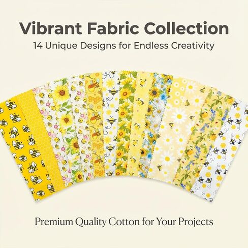 42 Pcs Cotton Fabric Strips, 2.5 x 20 Inches Precut Patchwork Fabric, DIY Making Supplies, for Sewing, Crafting, DIY Projects (Little Bee Pattern) in Kuwait