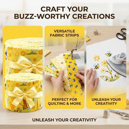 42 Pcs Cotton Fabric Strips, 2.5 x 20 Inches Precut Patchwork Fabric, DIY Making Supplies, for Sewing, Crafting, DIY Projects (Little Bee Pattern) in Kuwait