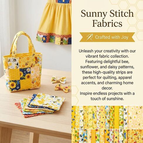 42 Pcs Cotton Fabric Strips, 2.5 x 20 Inches Precut Patchwork Fabric, DIY Making Supplies, for Sewing, Crafting, DIY Projects (Little Bee Pattern) in Kuwait