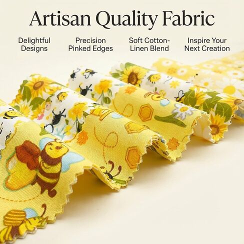 42 Pcs Cotton Fabric Strips, 2.5 x 20 Inches Precut Patchwork Fabric, DIY Making Supplies, for Sewing, Crafting, DIY Projects (Little Bee Pattern) in Kuwait