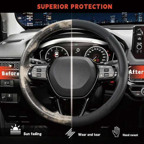 غطاء عجلة القيادة لسيارة Honda Civic، CR-V، Accord، HR-V، Odyssey، Pilot، Passport، Ridgeline، يناسب العجلات مقاس 14.5-15 بوصة، الحجم القياسي (ألياف الكربون غير اللامعة) in Kuwait