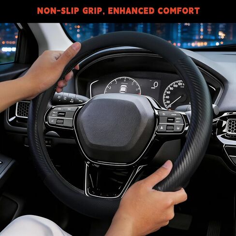 غطاء عجلة القيادة لسيارة Honda Civic، CR-V، Accord، HR-V، Odyssey، Pilot، Passport، Ridgeline، يناسب العجلات مقاس 14.5-15 بوصة، الحجم القياسي (ألياف الكربون غير اللامعة) in Kuwait
