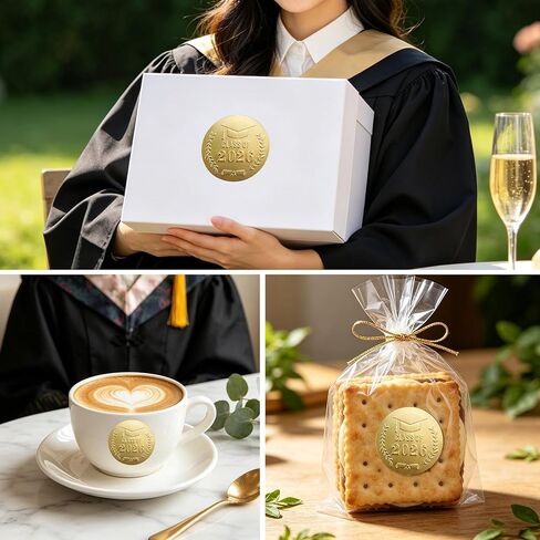 Graduation Stickers, 100 Pack Gold Foil Embossed Class of 2026 Graduation Stickers, Self-Adhesive Graduation Embossed Labels, Metallic Foil Envelopes Seals for Invitations Gift Candy Bag Party Favors in Kuwait