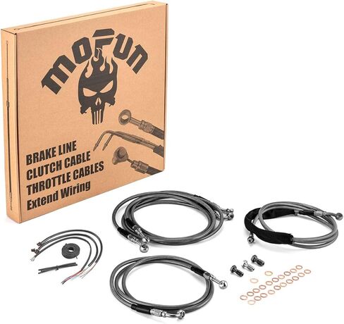 مجموعة خط الفرامل الأمامية Mofun وتمديد أسلاك المقود وخط القابض الهيدروليكي متوافق مع Harley Touring Street Road Electra Glide Road King 2014-2016 w/ABS، مناسب لمقود الدراجة مقاس 16 بوصة - 18 بوصة باللون الأسود in Kuwait