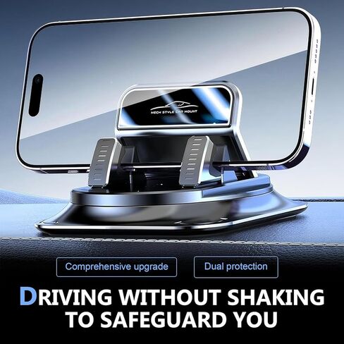 360 Degree Rotation Car Phone Holder, Non-Slip Dashboard Navigation Bracket with One-Hand Operation, Stable Anti-Scratch Automotive Dash Cell Phone Mount for Most Cars (Black) in Kuwait