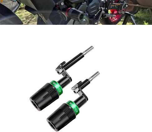 CNC مع مزلقات إطار الدراجة النارية POM للحماية من السقوط (أخضر) متوافقة مع Ninja 500 500SE 2025 Z500 2024 Ninja 400 Ninja400 Z400 Z 400 2018-2024 2025 (أخضر) in Kuwait