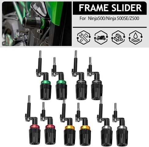 CNC with POM Motorcycle Frame Sliders Crash Pad Falling Protection (Green) Competible With Ninja 500 500SE 2025 Z500 2024 Ninja 400 Ninja400 Z400 Z 400 2018-2024 2025 (Green) in Saudi Arabia