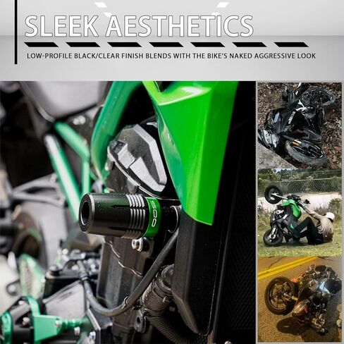 CNC with POM Motorcycle Frame Sliders Crash Pad Falling Protection (Green) Competible With Ninja 500 500SE 2025 Z500 2024 Ninja 400 Ninja400 Z400 Z 400 2018-2024 2025 (Green) in Saudi Arabia