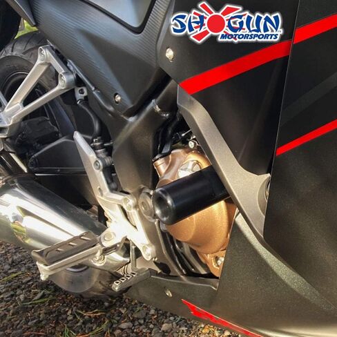 Shogun Hon CBR300R CBR 300 2015 2016 2017 2018 2019 2020 2021 2022 منزلقات إطار سوداء بدون قطع تناسب موديلات ABS وغير ABS - 750-3149 - صنع في الولايات المتحدة الأمريكية in Kuwait