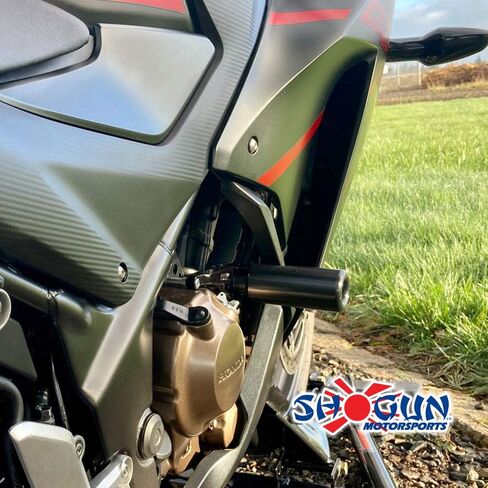 Shogun Hon CBR300R CBR 300 2015 2016 2017 2018 2019 2020 2021 2022 منزلقات إطار سوداء بدون قطع تناسب موديلات ABS وغير ABS - 750-3149 - صنع في الولايات المتحدة الأمريكية in Kuwait
