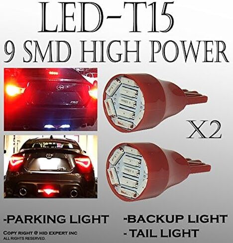 ICBEAMER 2 أزواج T15 T10 168 920 921 LED 9 SMDs احتياطية لمبات إضاءة وقوف السيارات استبدال مصباح الهالوجين [اللون: أحمر] in Kuwait