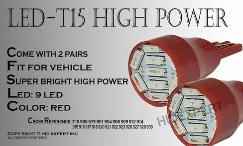 ICBEAMER 2 أزواج T15 T10 168 920 921 LED 9 SMDs احتياطية لمبات إضاءة وقوف السيارات استبدال مصباح الهالوجين [اللون: أحمر] in Kuwait