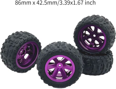 مجموعة إطارات وعجلات سيارة RC 4 قطع، ملحقات، إطارات مطاطية معدنية لسيارة 14301 H6V3 14303 14210 1:12 1:14 1:16 1:18 RC Car، أرجواني in Kuwait