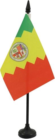 Los Angeles Table Flag 4'' x 6'' - Los Angeles city - California Desk Flag 15 x 10 cm - Black plastic stick and base - AZ FLAG in Saudi Arabia