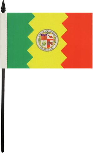 Los Angeles Table Flag 4'' x 6'' - Los Angeles city - California Desk Flag 15 x 10 cm - Black plastic stick and base - AZ FLAG in Saudi Arabia