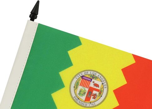 Los Angeles Table Flag 4'' x 6'' - Los Angeles city - California Desk Flag 15 x 10 cm - Black plastic stick and base - AZ FLAG in Saudi Arabia