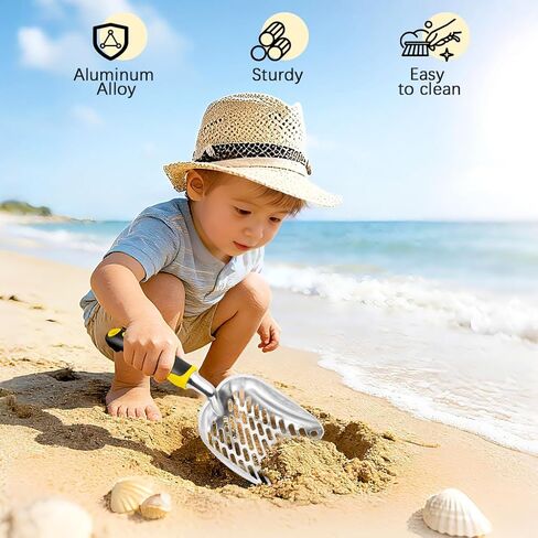 Beach Shovel,Sand Toy, Metal Sand Shovels for Shell Collecting, Shark Tooth Sifter Sand,Summer Toys for Beach (yellow) in Saudi Arabia
