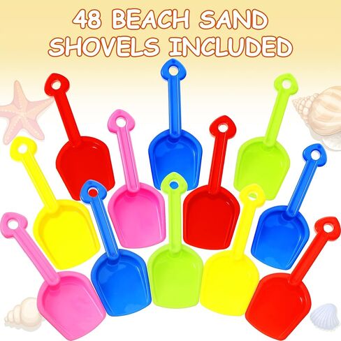 Lenwen 48 Pieces Mini Sand Shovel 7.68 Inch Beach Toy Plastic Beach Shovel Colorful Toy Scoop for Garden Gardening Shoveling Digging, 5 Colors in Kuwait