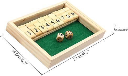 لعبة Shut The Box الخشبية، لعبة النرد المكونة من 9 أرقام واثنين من اللاعبين، ألعاب الطاولة الكلاسيكية الشهيرة، للأصدقاء، والحفلات العائلية in Kuwait