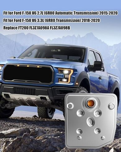Automatic Transmission Fluid Filter with Pan Gasket Fit for Ford F-150 V6 2.7L 3.3L 2015 2016 2017 2018 2019 2020 Replace FT200 FL3Z7A098A FL3Z7A098B in Kuwait