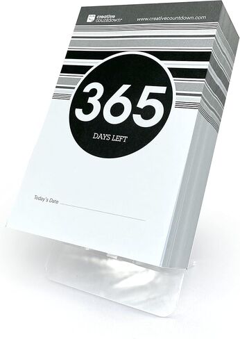 1 Year (365 Days) Event, Goal & Special Occasion Count Down Calendar - 5.75"x3.75" - Black & White Tear Off Countdown Calendar - Tear Away Desktop Calendar with Writing Space & Sleek Acrylic Display in Saudi Arabia