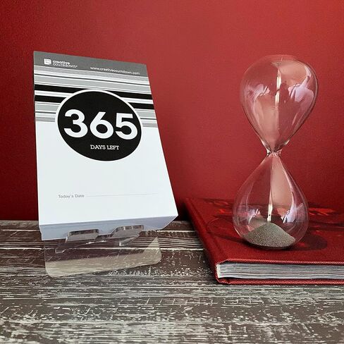 1 Year (365 Days) Event, Goal & Special Occasion Count Down Calendar - 5.75"x3.75" - Black & White Tear Off Countdown Calendar - Tear Away Desktop Calendar with Writing Space & Sleek Acrylic Display in Saudi Arabia