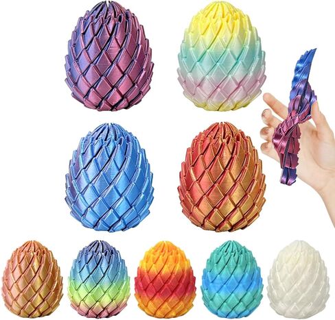 3D Printed Twisty Fidget Dragon Egg ,3D Printed Sensory Rotating Fidget Toy,Home Office Desktop Decor,Easter Basket Stuffers Gifts (4pcs) in Kuwait