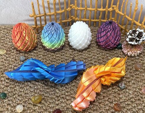 3D Printed Twisty Fidget Dragon Egg ,3D Printed Sensory Rotating Fidget Toy,Home Office Desktop Decor,Easter Basket Stuffers Gifts (4pcs) in Kuwait