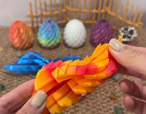 3D Printed Twisty Fidget Dragon Egg ,3D Printed Sensory Rotating Fidget Toy,Home Office Desktop Decor,Easter Basket Stuffers Gifts (4pcs) in Kuwait