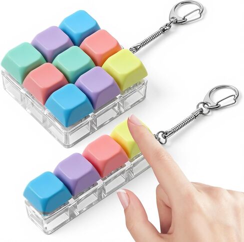 Qianyu 2 Pcs Keyboard Fidget Toy 4-in-1 Keyboard Fidget Keychain Button Finger Clicker Toys Linear Keyboards Keychain Portable Fidgets Clicker Keyboards for Adults Men Women Office Home in Kuwait