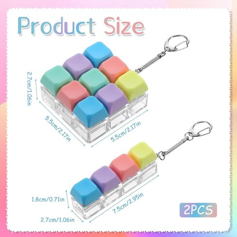 Qianyu 2 Pcs Keyboard Fidget Toy 4-in-1 Keyboard Fidget Keychain Button Finger Clicker Toys Linear Keyboards Keychain Portable Fidgets Clicker Keyboards for Adults Men Women Office Home in Kuwait