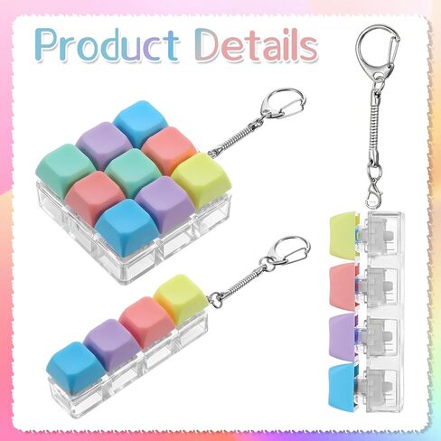 Qianyu 2 Pcs Keyboard Fidget Toy 4-in-1 Keyboard Fidget Keychain Button Finger Clicker Toys Linear Keyboards Keychain Portable Fidgets Clicker Keyboards for Adults Men Women Office Home in Kuwait