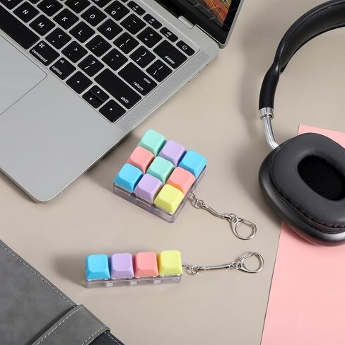 Qianyu 2 Pcs Keyboard Fidget Toy 4-in-1 Keyboard Fidget Keychain Button Finger Clicker Toys Linear Keyboards Keychain Portable Fidgets Clicker Keyboards for Adults Men Women Office Home in Kuwait