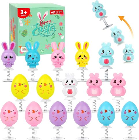 16 Pack Easter Toys Jumping Popper: Easter Basket Stuffers for Toddlers Kids, Spring Launcher Bulk Easter Egg Fillers, Party Favors Gifts for Classroom Boys Girls in Saudi Arabia