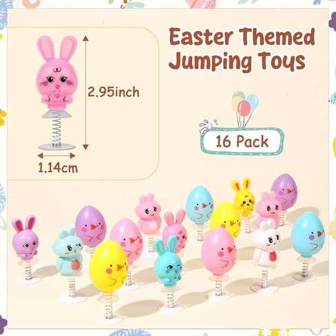 16 Pack Easter Toys Jumping Popper: Easter Basket Stuffers for Toddlers Kids, Spring Launcher Bulk Easter Egg Fillers, Party Favors Gifts for Classroom Boys Girls in Saudi Arabia