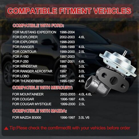 صمامات إعادة تدوير عادم صمام EGV575 EGR متوافقة مع Ford F-150 Ranger، من أجل Mercury Cougar Mountaineer، من أجل Mazda B3000 F2CZ9D475A، F6ZZ9D475CA in Kuwait