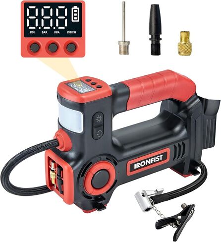 IRONFIST Tire Inflator Compatible with MILWAUKEE M18 Battery, Portable Air Compressor with Warning Light & Start Protection for Cars, Motorcycle, Bicycles, Balls (BATTERY NOT INCLUDED) in Saudi Arabia