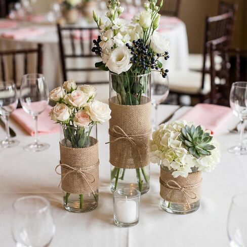 Natural Burlap Ribbon 32.4 Yard, 4 Inch Wide 12 Roll Jute Fabric Roll for Wedding Decoration, Crafts, Gift Wrapping, Wreaths and Bows in Saudi Arabia