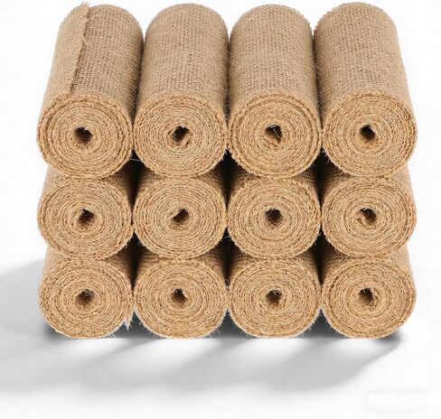 Natural Burlap Ribbon 32.4 Yard, 4 Inch Wide 12 Roll Jute Fabric Roll for Wedding Decoration, Crafts, Gift Wrapping, Wreaths and Bows in Saudi Arabia