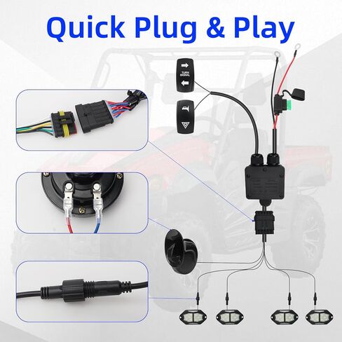 UTV Turn Signal Kit with 110dB Horn,Pre-Wired,Plug and Play UTV ATV Blinker with Rocker Switch,Universal Street Legal Kit Compatible with Polaris,Can-Am,Teryx,CFMOTO (Standard) in Kuwait